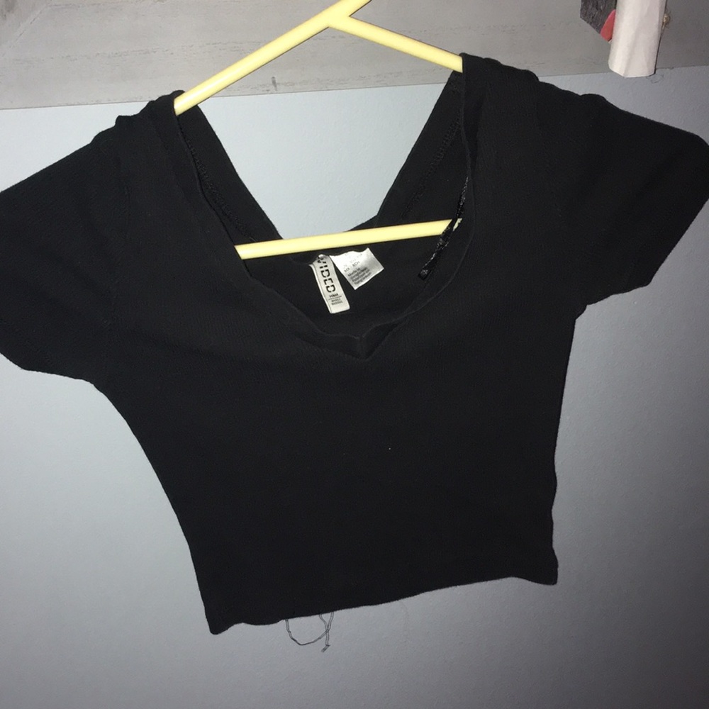 Black V-Neck Crop Top Divided